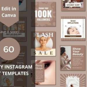 60 Beauty Social Media Canva Templates