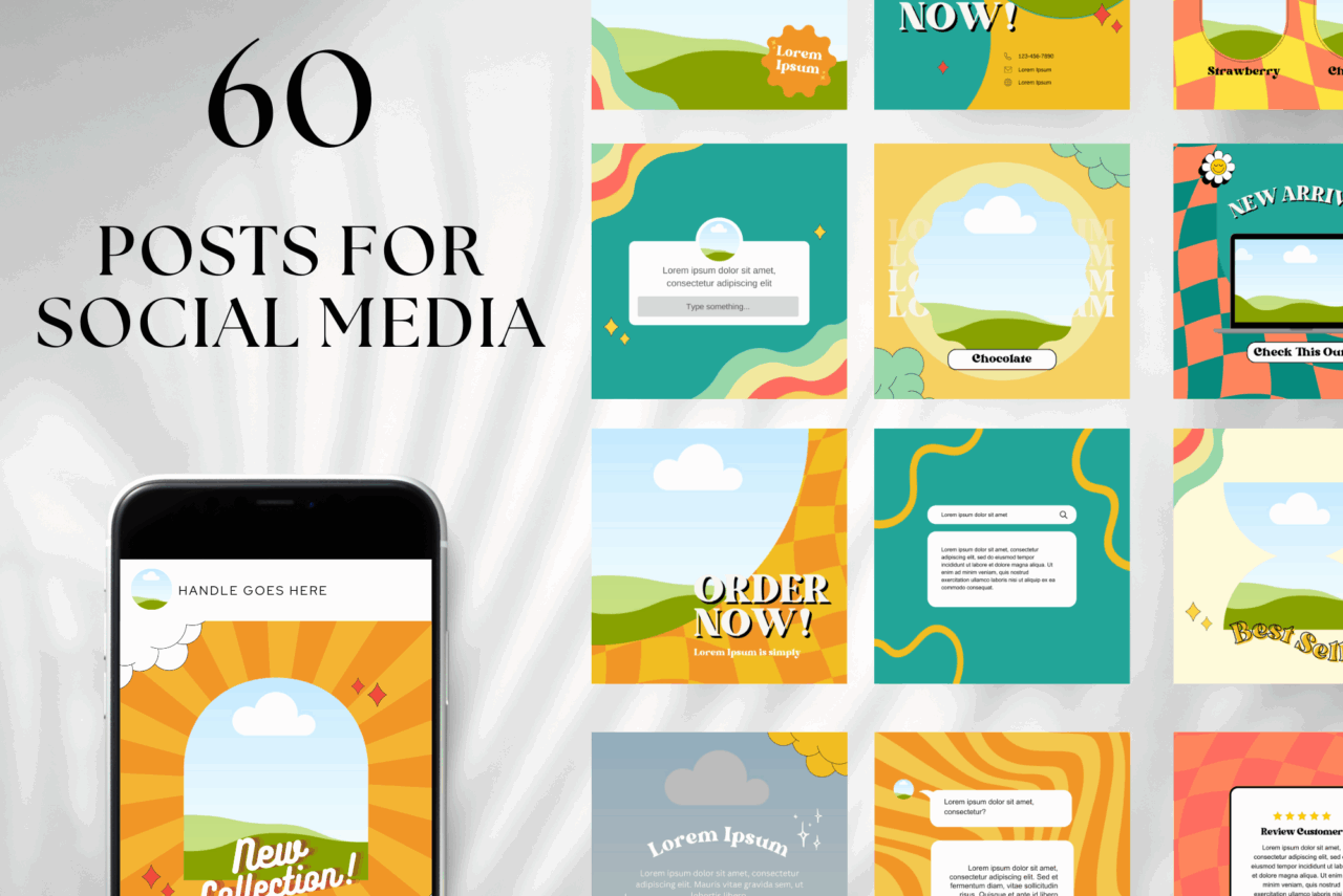 60 Dessert Retro Social Media Templates