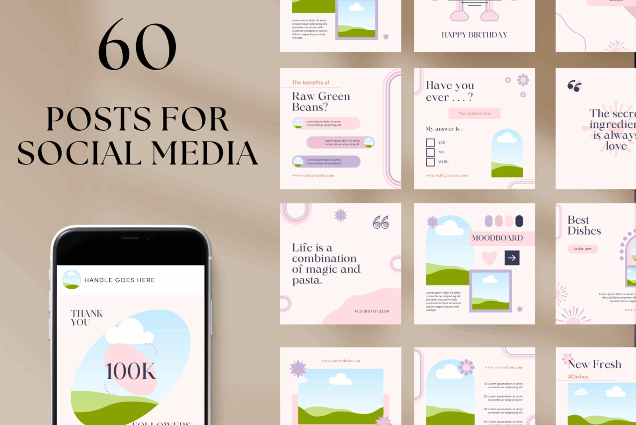 60 Food Blogger Social Media Templates