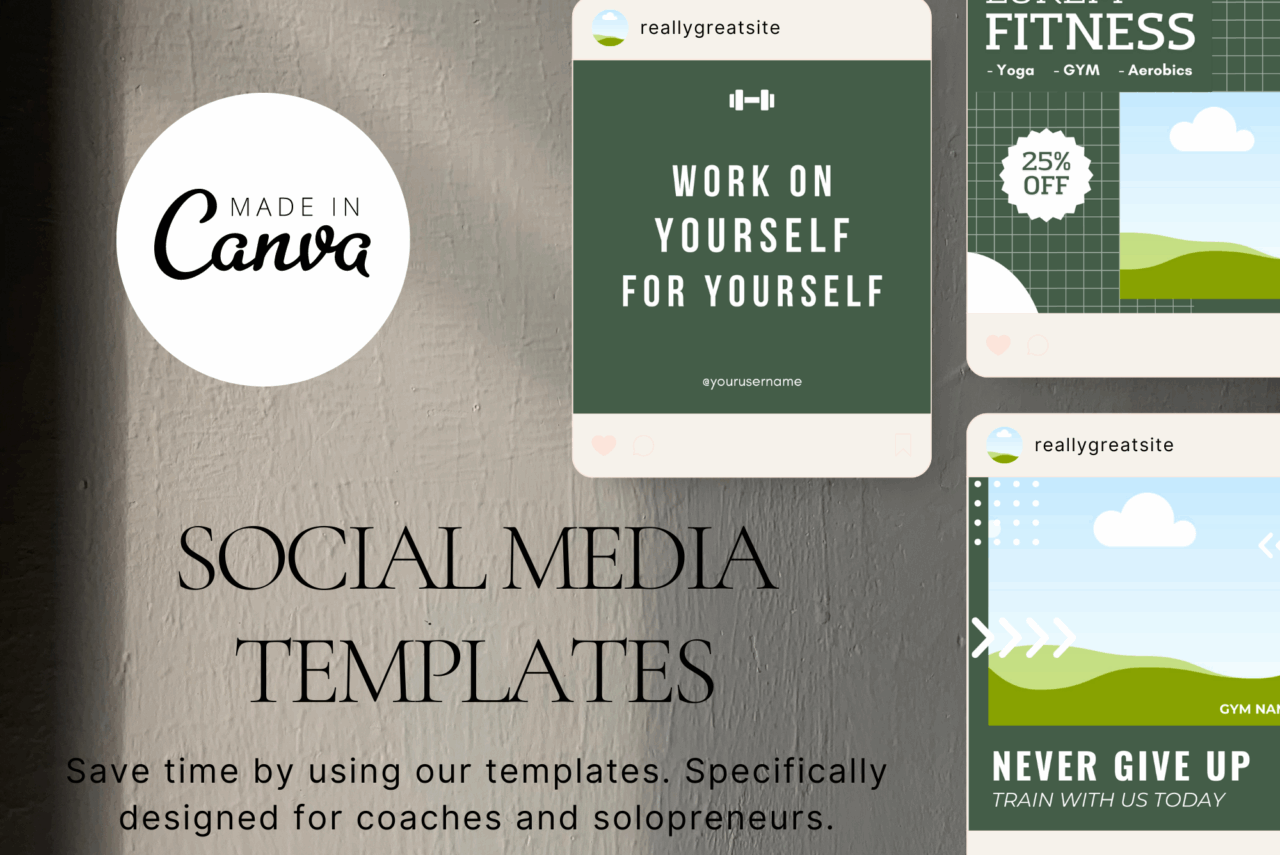 60 Fitness Social Media Canva Templates