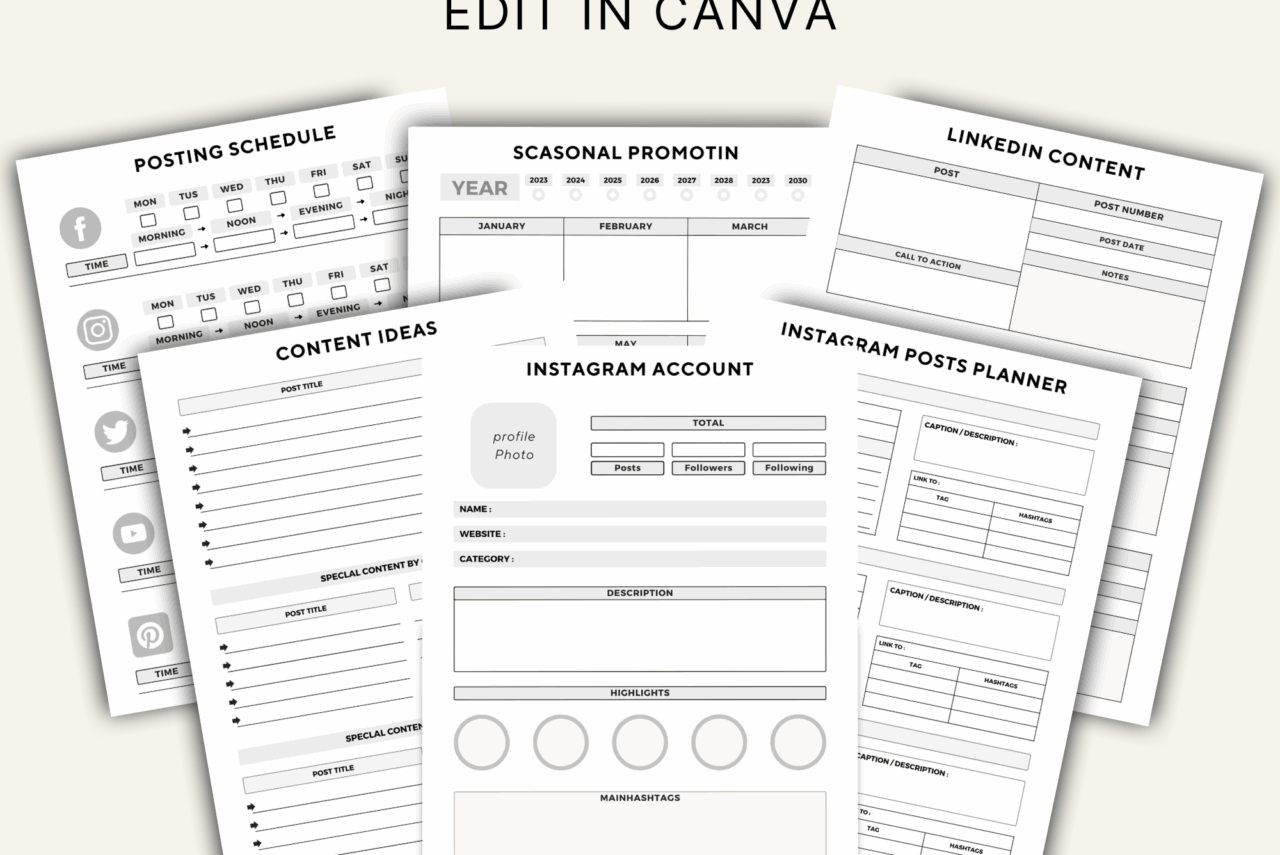 Social Media Marketing Planner Canva
